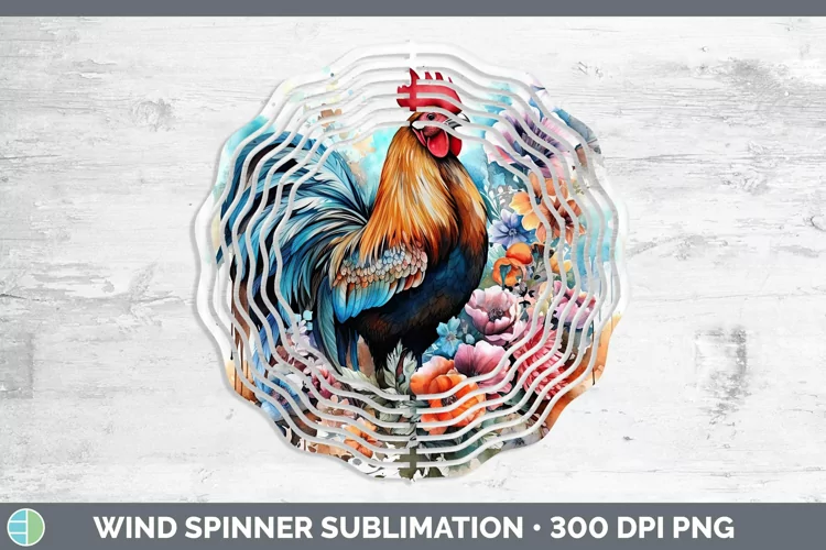 Watercolor Chicken Wind Spinner Sublimation Spinner Designs