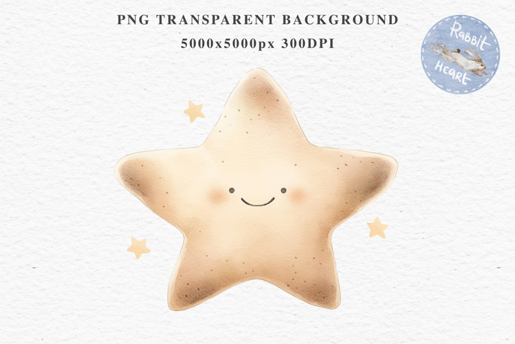 Watercolor Children Moon Stars Smiling Toddler Kids Clipart