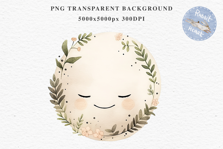 Watercolor Children Moon Stars Smiling Toddler Kids Clipart