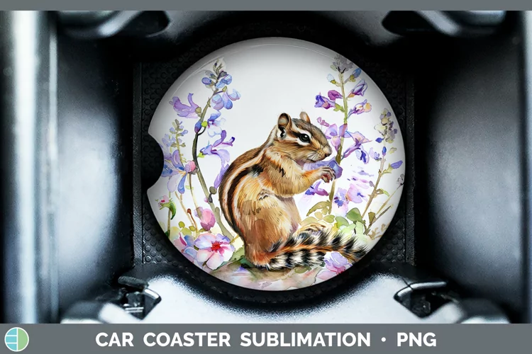 Watercolor Chipmunk Car Coaster Sublimation Coaster Designs