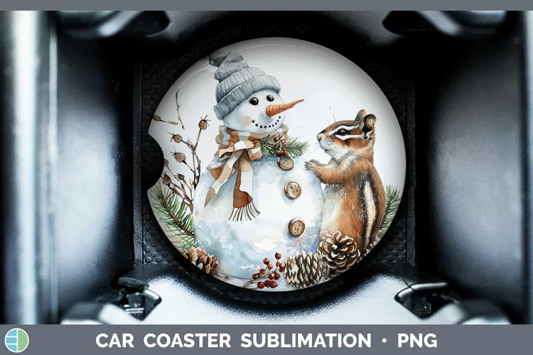 Watercolor Chipmunk Car Coaster Sublimation Coaster Designs