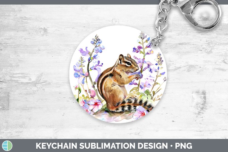 Watercolor Chipmunk Keychain Sublimation Keyring Designs