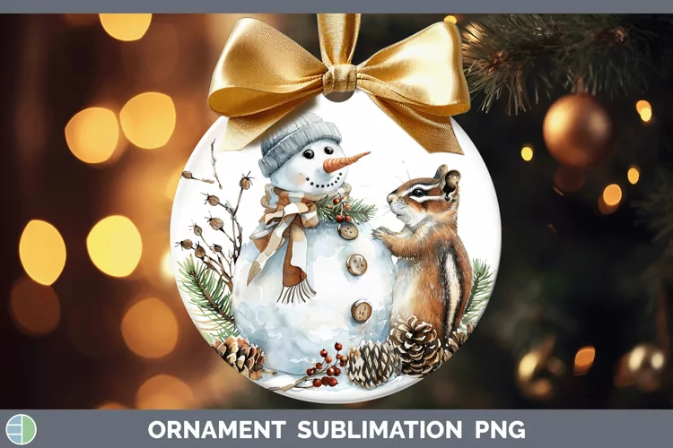 Watercolor Chipmunk Ornament Sublimation Bauble Designs