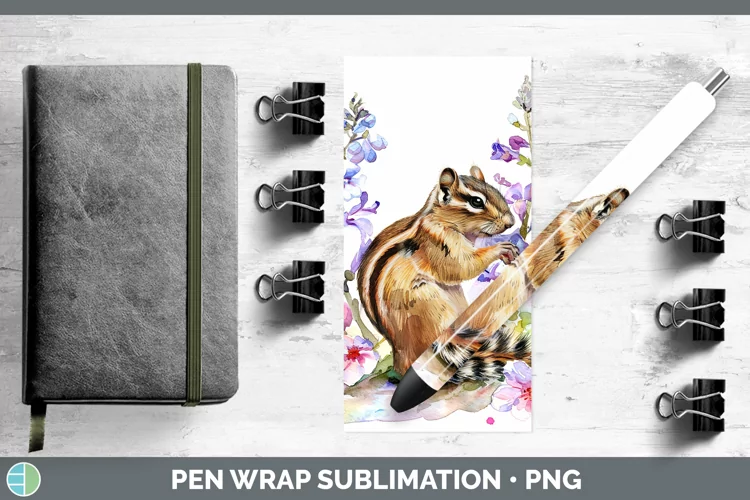 Watercolor Chipmunk Pen Wrap Sublimation Epoxy Pen Designs