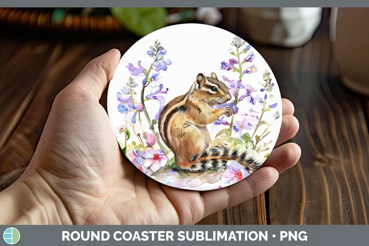 Watercolor Chipmunk Round Coaster Sublimation Coaster Design