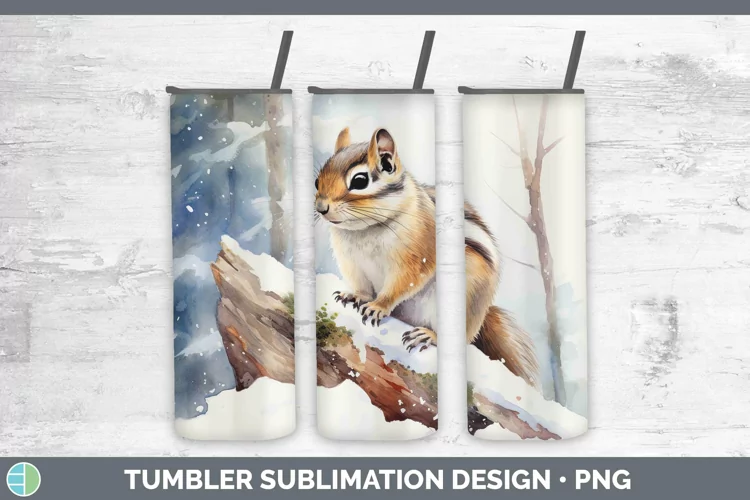 Watercolor Chipmunk Tumbler | Sublimation 20 oz Skinny Tumbl