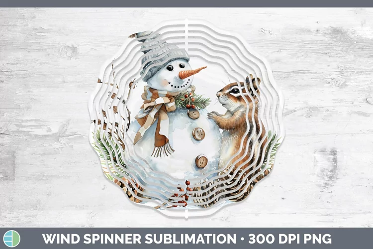 Christmas Snowman Chipmunk Wind Spinner Sublimation Designs