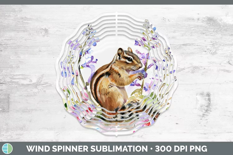 Watercolor Chipmunk Wind Spinner Sublimation Spinner Designs