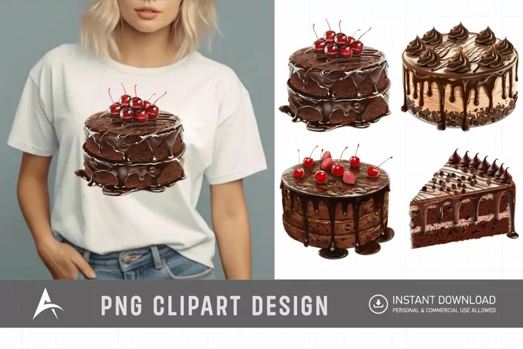 Watercolor Chocolate Cake Clipart