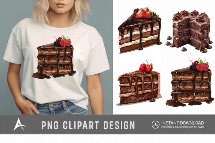 Watercolor Chocolate Cake Clipart