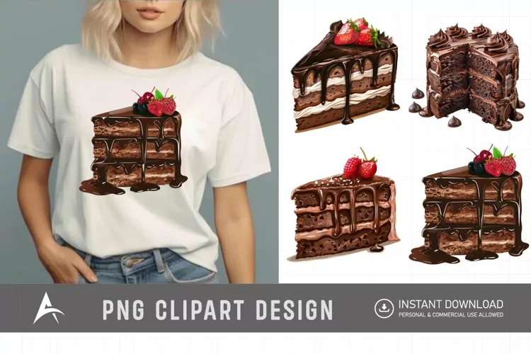 Watercolor Chocolate Cake Clipart