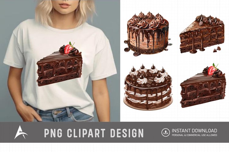 Watercolor Chocolate Cake Clipart