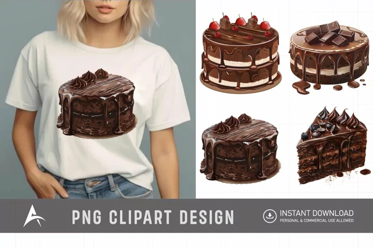 Watercolor Chocolate Cake Clipart