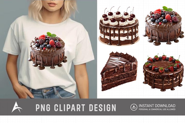 Watercolor Chocolate Cake Clipart