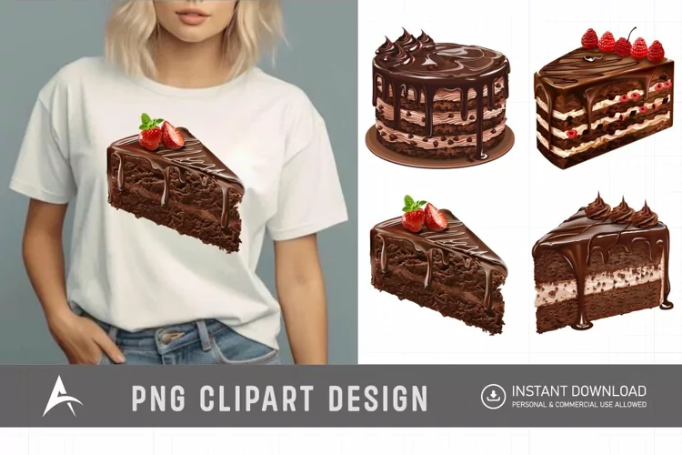 Watercolor Chocolate Cake Clipart