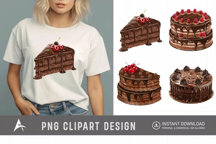 Watercolor Chocolate Cake Clipart