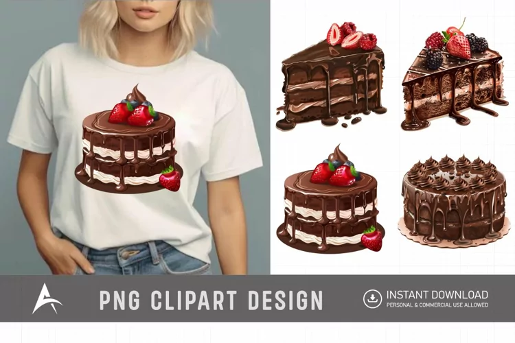 Watercolor Chocolate Cake Clipart