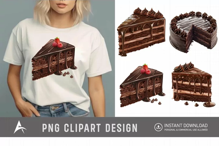Watercolor Chocolate Cake Clipart