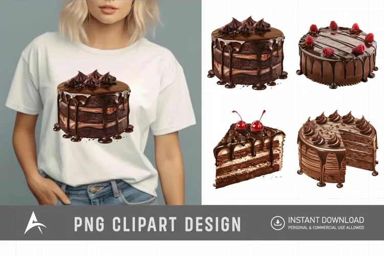 Watercolor Chocolate Cake Clipart