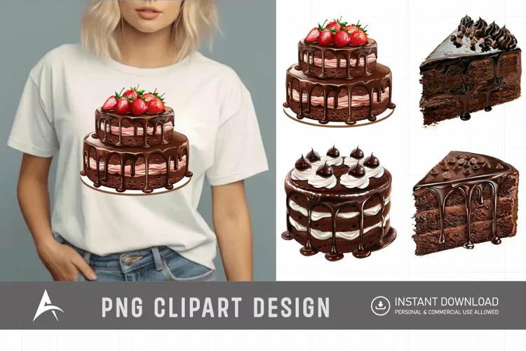 Watercolor Chocolate Cake Clipart