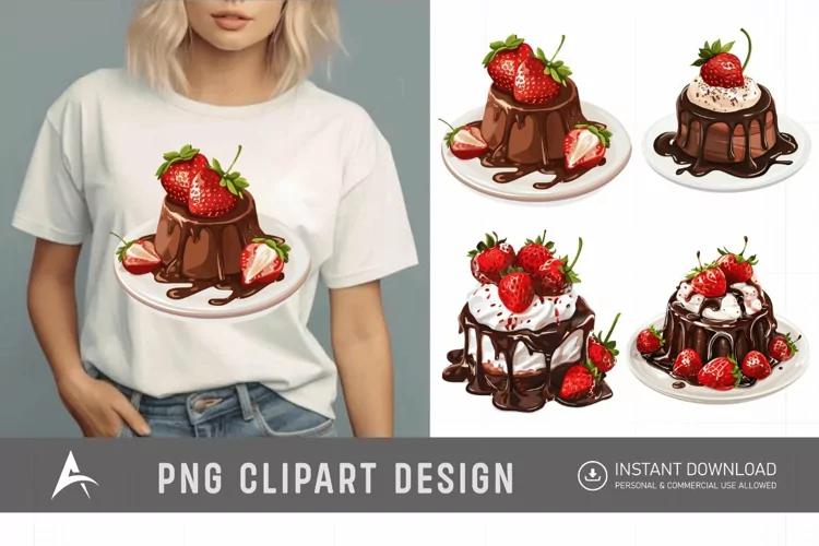 Watercolor Chocolate Strawberry Clipart