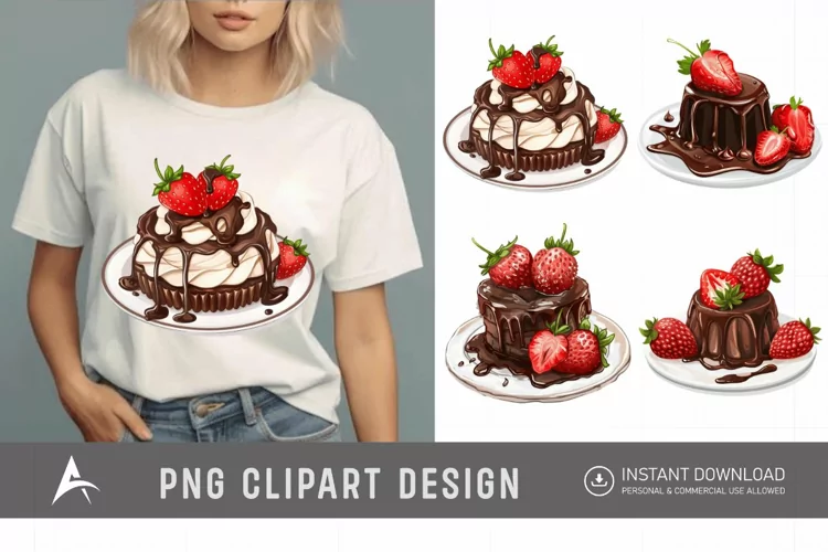 Watercolor Chocolate Strawberry Clipart
