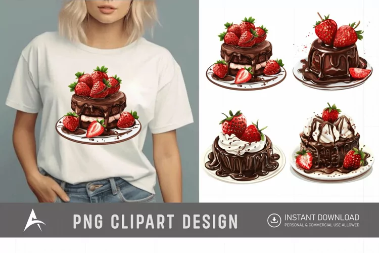 Watercolor Chocolate Strawberry Clipart