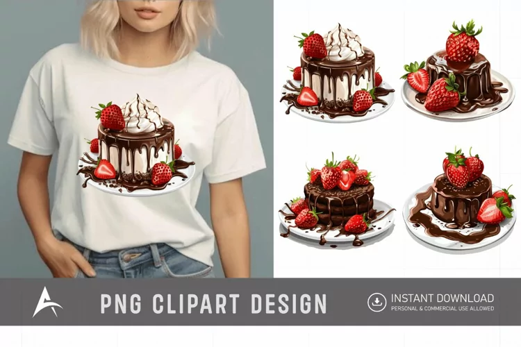 Watercolor Chocolate Strawberry Clipart