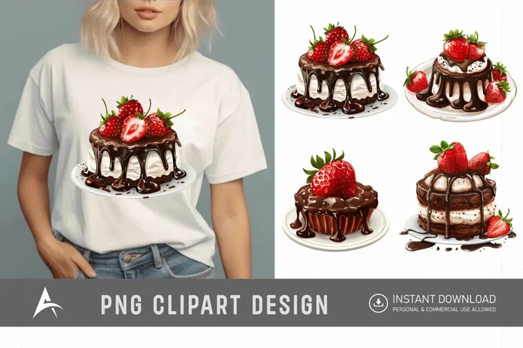 Watercolor Chocolate Strawberry Clipart