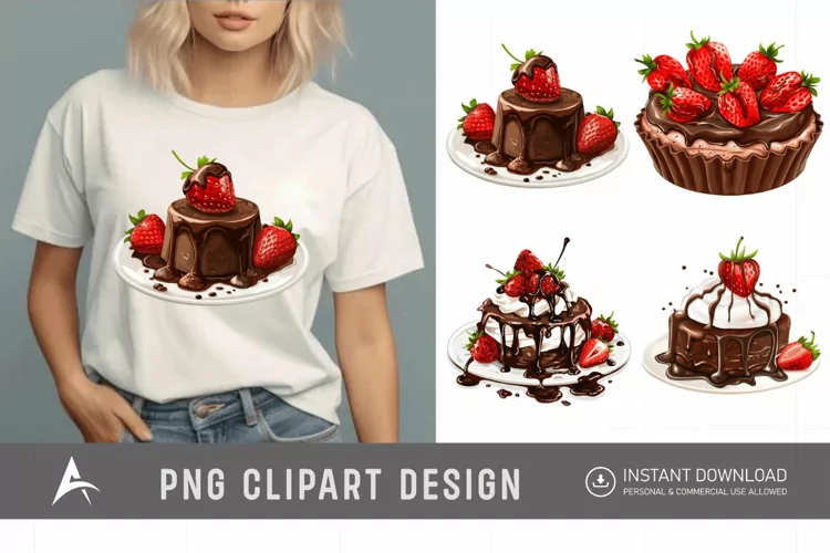 Watercolor Chocolate Strawberry Clipart