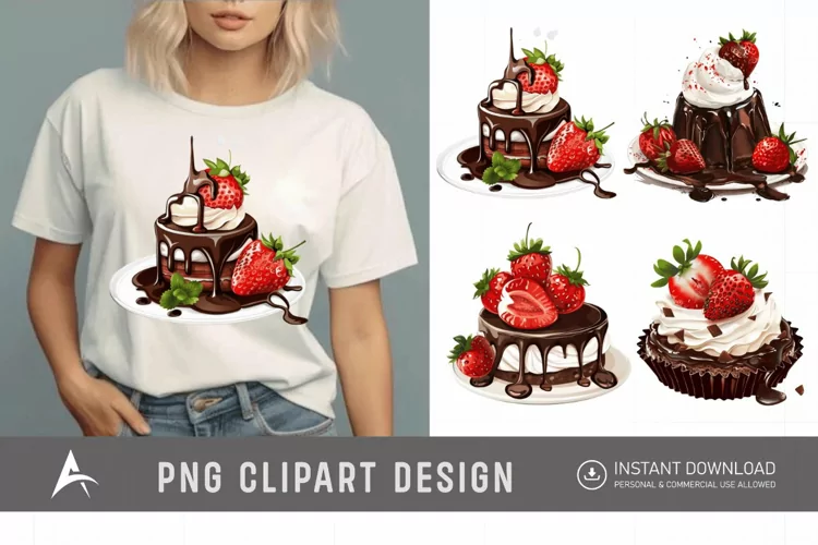 Watercolor Chocolate Strawberry Clipart