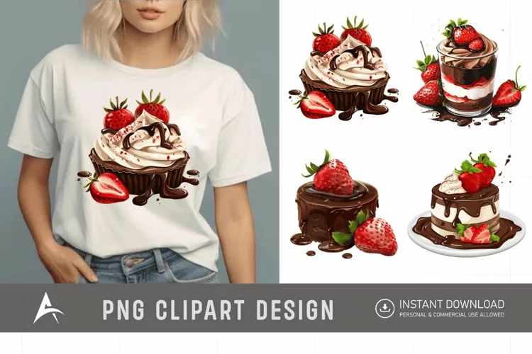 Watercolor Chocolate Strawberry Clipart