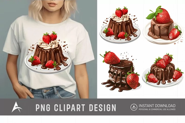 Watercolor Chocolate Strawberry Clipart