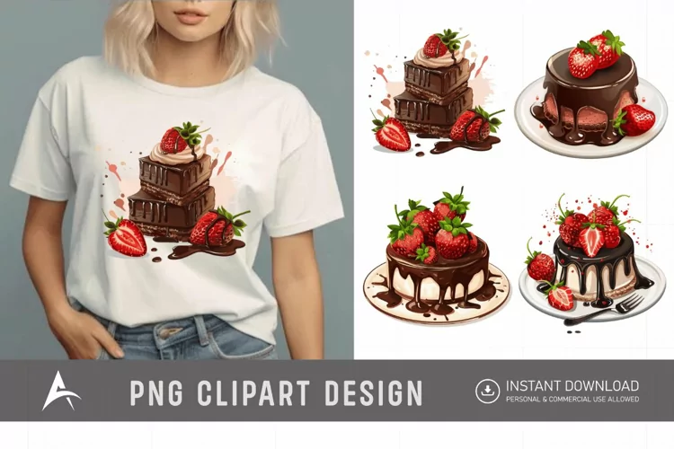 Watercolor Chocolate Strawberry Clipart