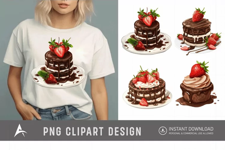 Watercolor Chocolate Strawberry Clipart