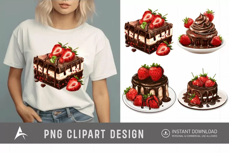 Watercolor Chocolate Strawberry Clipart
