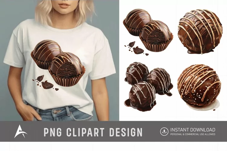 Watercolor Chocolate Truffle Clipart