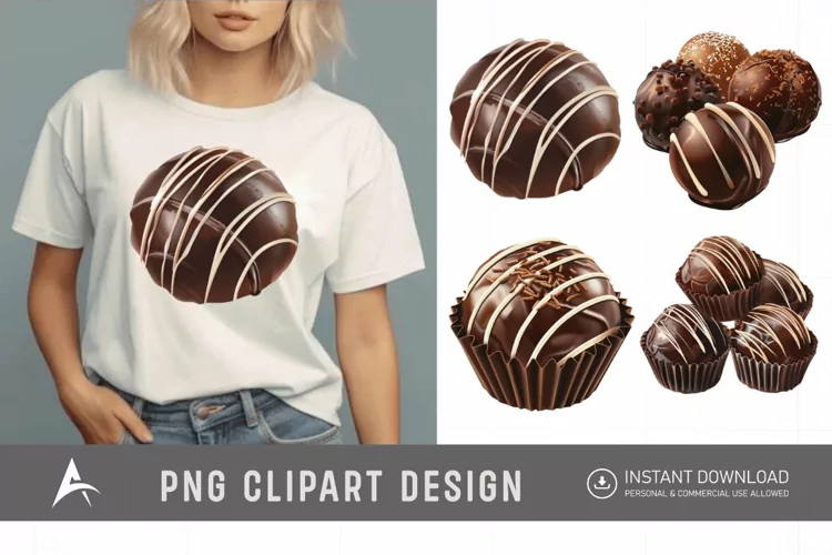 Watercolor Chocolate Truffle Clipart