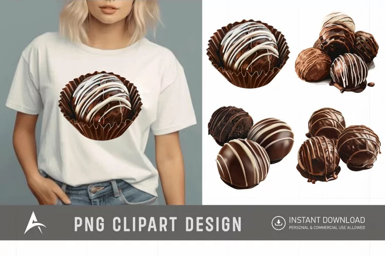 Watercolor Chocolate Truffle Clipart