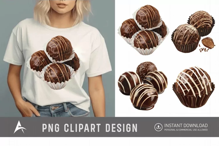 Watercolor Chocolate Truffle Clipart
