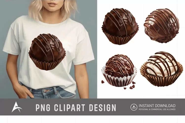 Watercolor Chocolate Truffle Clipart