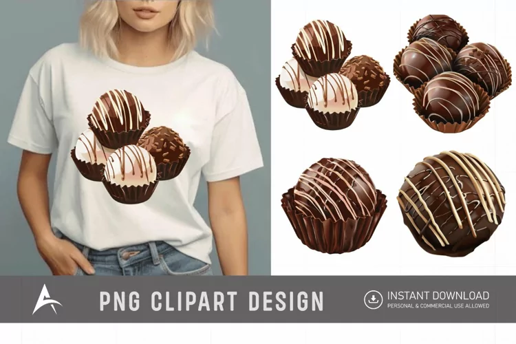 Watercolor Chocolate Truffle Clipart