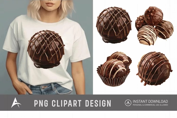 Watercolor Chocolate Truffle Clipart