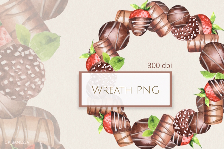 Watercolor Chocolate Wreath PNG Clipart