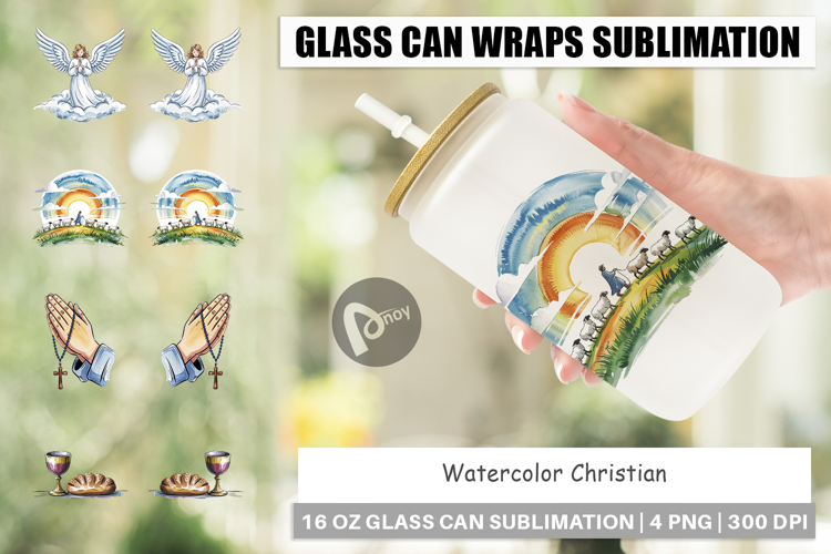 Glass Can Watercolor Christian