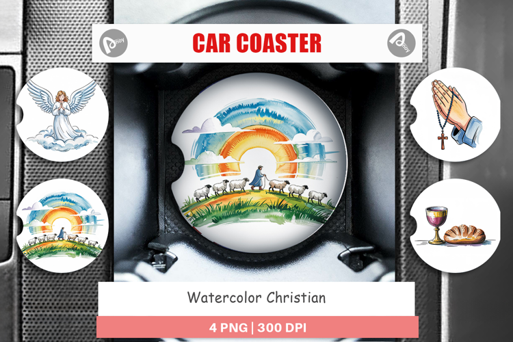 Car Coaster Watercolor Christian