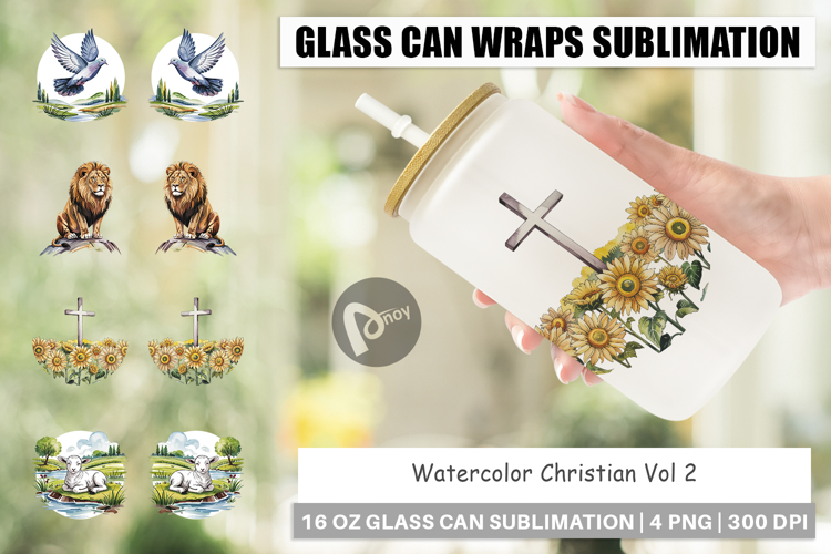 Glass Can Watercolor Christian