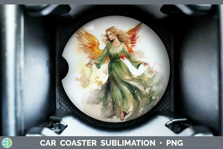 Watercolor Christmas Angel Car Coaster Sublimation Coaster D