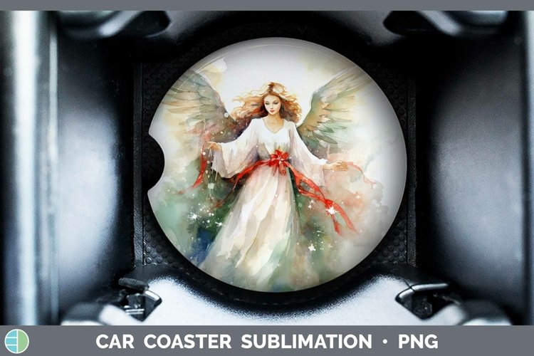 Watercolor Christmas Angel Car Coaster Sublimation Coaster D