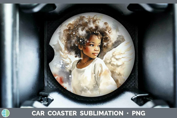 Watercolor Christmas Angel Car Coaster Sublimation Coaster D